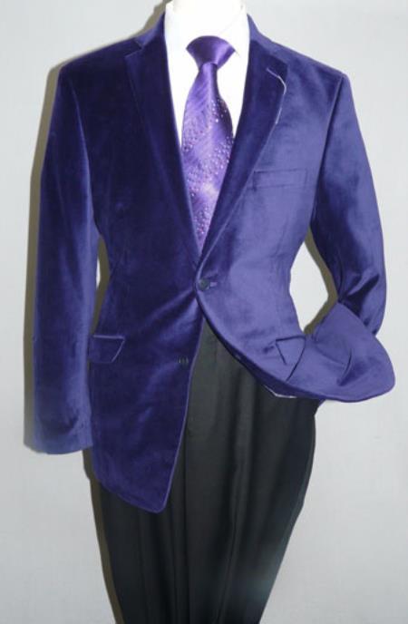 Mens Purple Velvet Fabric Casual Blazer Perfect For Wedding