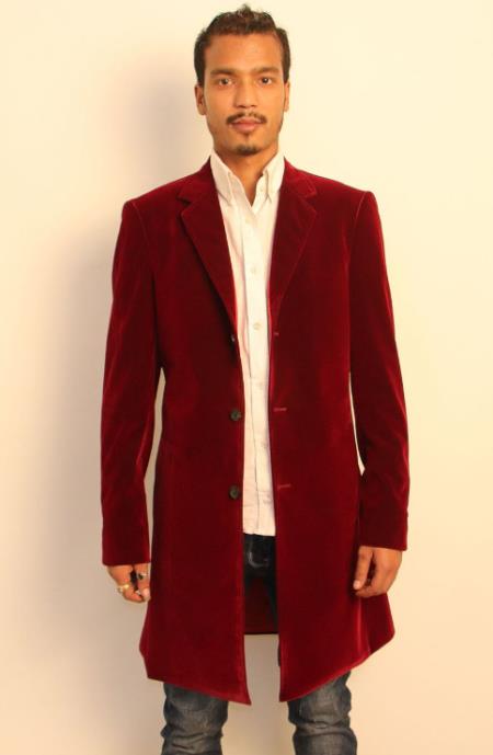 Mens Burgundy Discounted Cheap Priced 2020 Style Overcoats