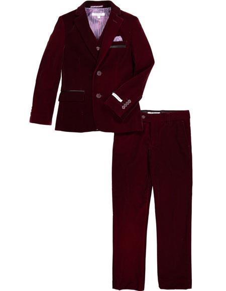 Mens Velvet Fabric Burgundy ~ Wine ~ Maroon Color Suit velour Blazer Jacket & Pants (no vest include