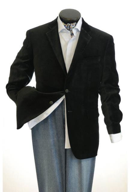 Big And Tall Men's Black Blazers Clearance Cheap Priced Velvet ~ velour Blazer Jacket / Sport Coat