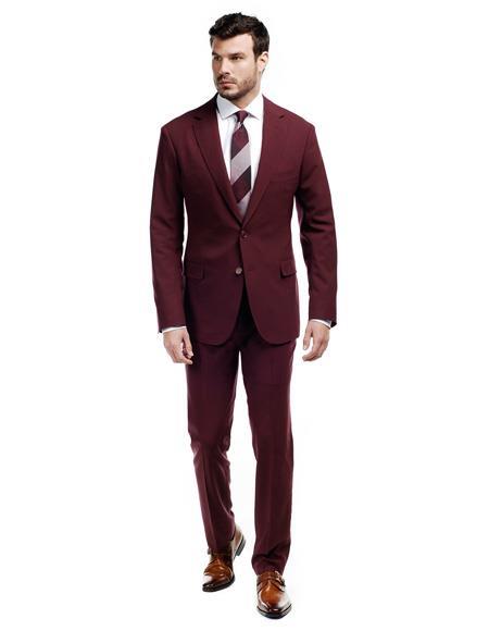 Alberto Nardoni Mens Burgundy ~ Maroon Velvet Suit Blazer Jacket & Pants