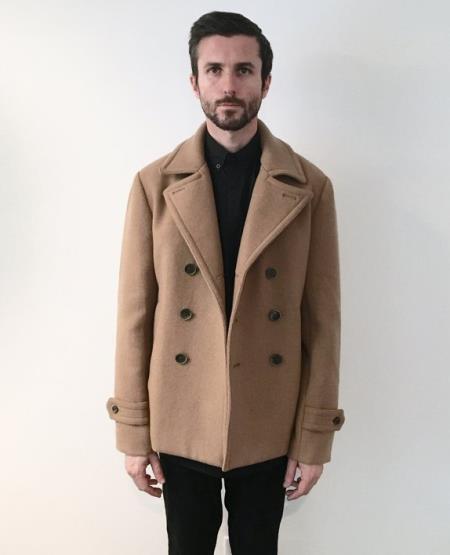 Mens Camel ~ Tan ~ Beige ~ Khaki Wool Fabric Peacoat Available in Big and Tall Sizes