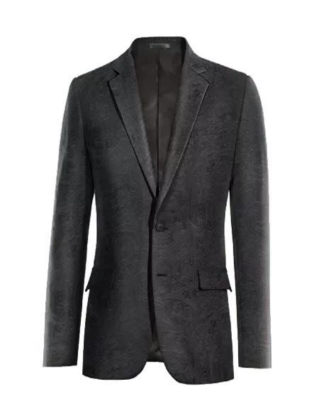 Mens Paisley Black Velvet Fabric Patterned Texture velour Blazer Jacket