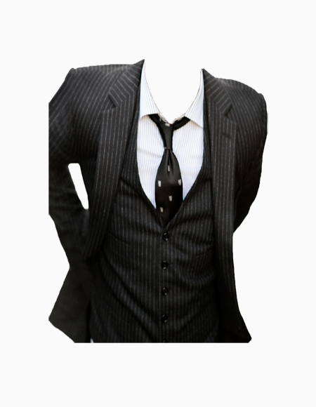Black Pinstripe Pattern Two Button Ryan Gosling Suit for Men