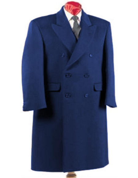 Navy Blue Wool Double Breasted Wool Overcoat ~ Topcoat Full Length By Alberto Nardoni