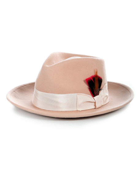 Crushable Fedora Mens Dress Hats in Camel - Wool