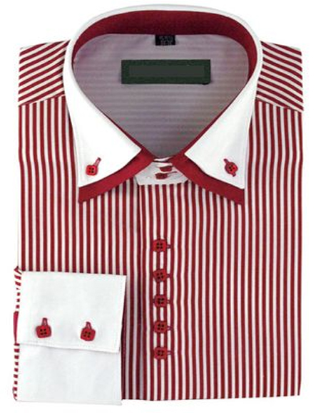 High Collar Clubbing Shirts Mens Lilac Stripe AH606