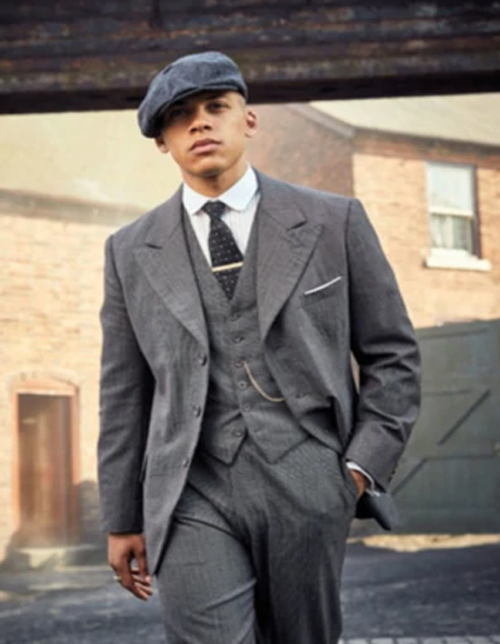 Brand New Quality 1920's English Style Peaky Blinders Style Vested Suit + Overcoat + Hat