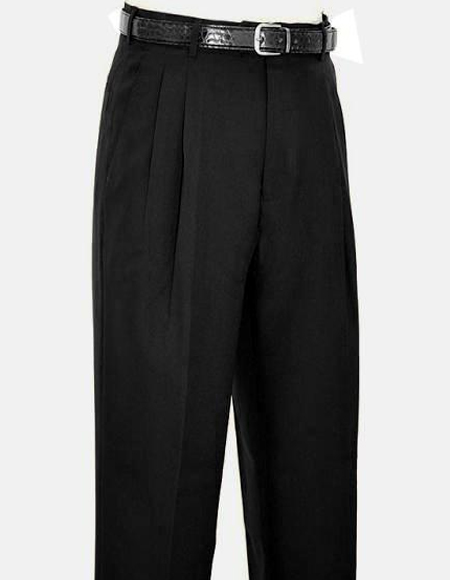 Double Pleated Pants Dress Pants Black