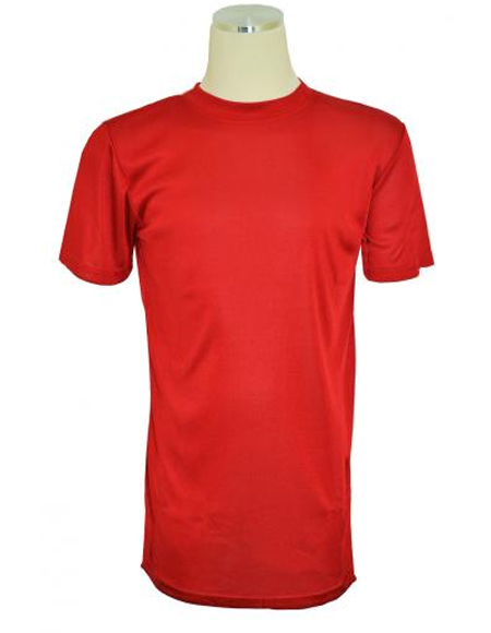 Red Short Sleeve Mock Neck T.Shirt for Men