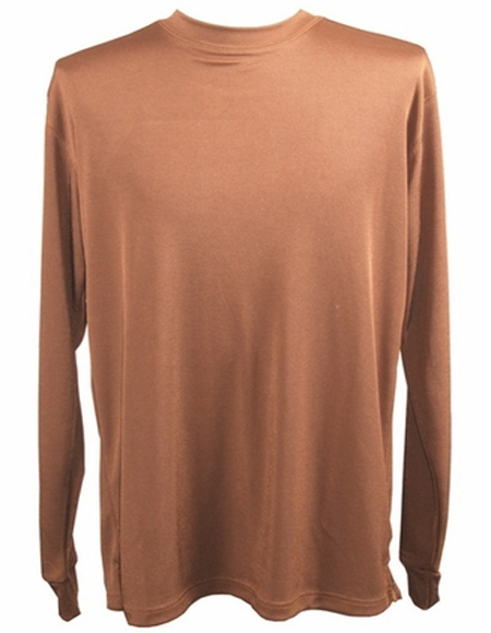 Brown Pronti Shiny Long Sleeve Mock Neck Shirt for Men