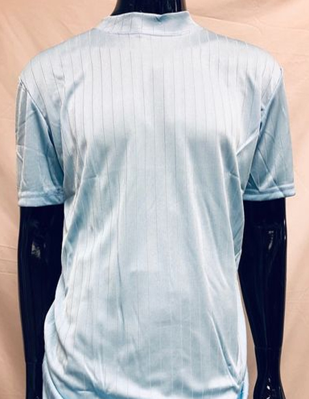 Mens Light Blue Rayon Material Stripe Mock Neck Shirt 