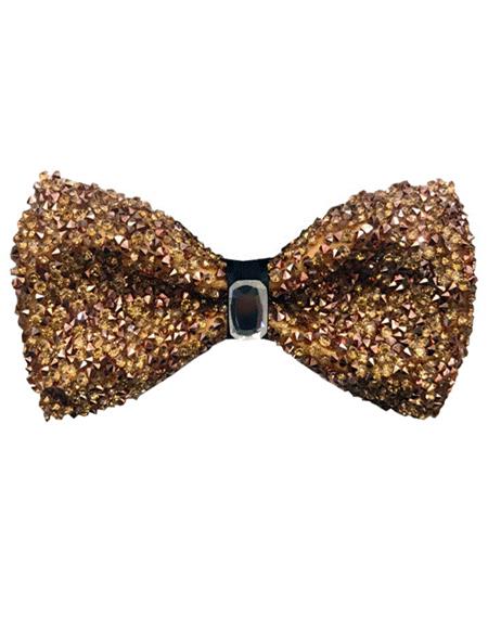 Sparkly Bow Tie Sequin Fabric Rhinestone Bowtie Pink ~ Gold