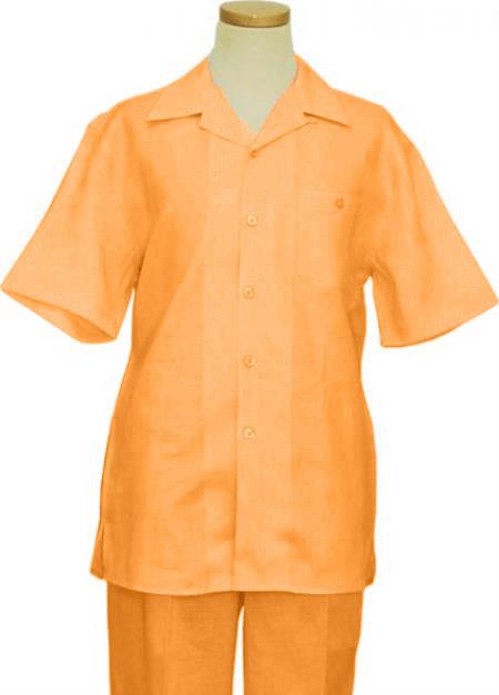 Mens Mustard 2 Piece Summer Linen Walking Suit 