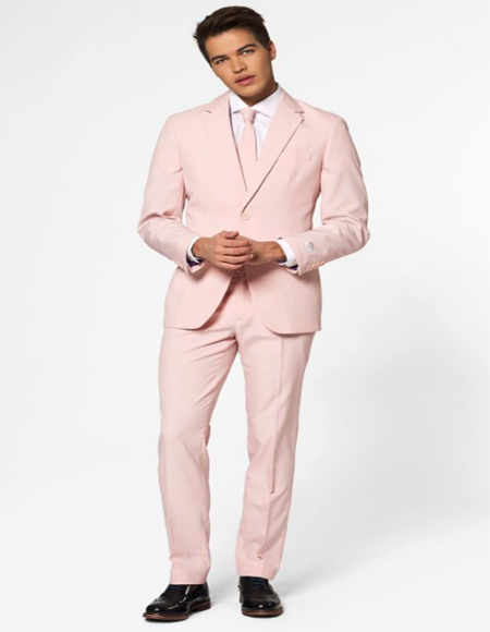 Mens Pink Fully lined Left chest pocket Suit