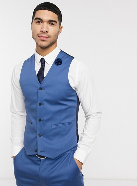 Mens Suit Vest + Blue (Vest and Pants)