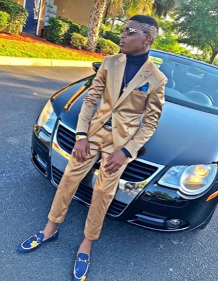 Mens Gold Two Button Suit for Prom or Wedding