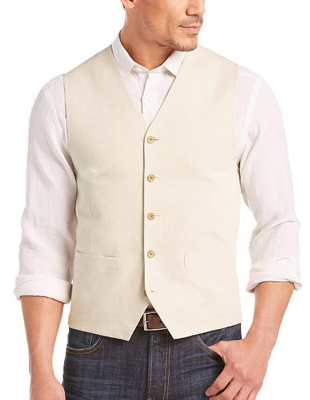 Five Button Besom pocket mens Vest In Light Tan