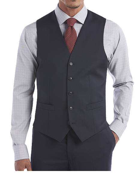 Six Button Besom pocket mens Navy Modern Fit Suit Separates Vest