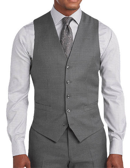 Five Button Besom pocket mens Gray Modern Fit Suit Separates Vest