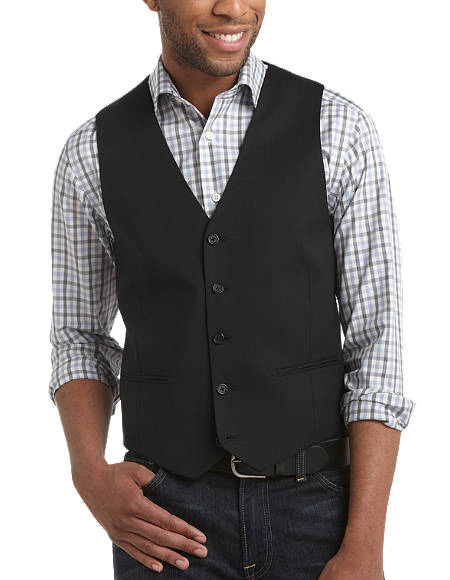 Five Button Besom pocket mens Slim Fit Suit Separates Vest Black