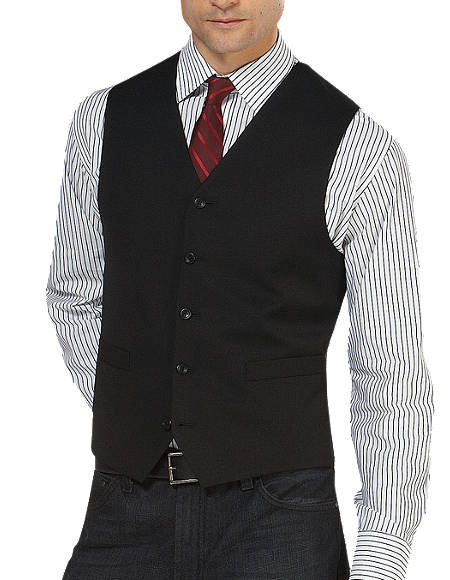 Five Button Besom pocket mens Platinum Suit Separates Vest Black