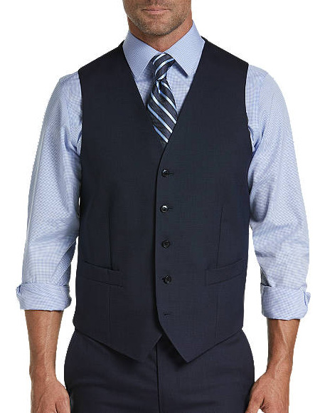 Five Button Besom pocket mens Blue Tic Modern Fit Suit Separates Vest
