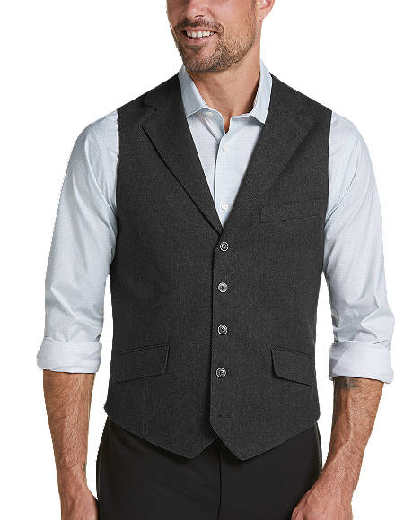 Five Button Flap pocket mens Charcoal Slim Fit Suit Separates Vest