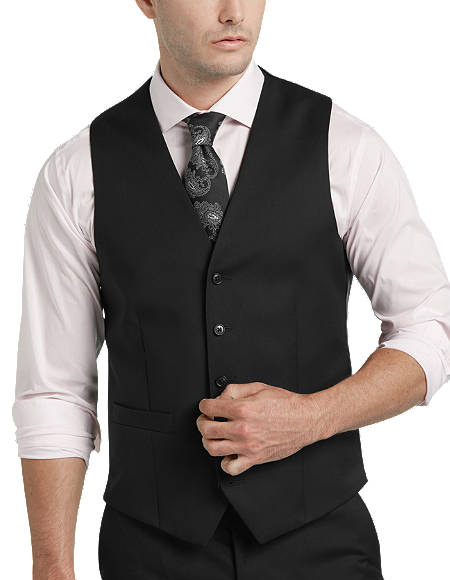 Five Button Besom pocket mens Black Slim Fit Suit Separates Vest