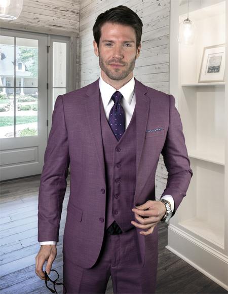 Two Button Ultra Slim Fit Prom Suit / Wedding Suit In Mauve