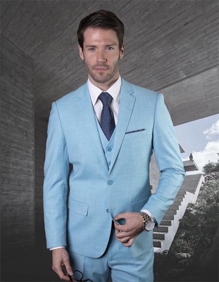 Two Button Ultra Slim Fit Prom Suit / Wedding Suit In Turquoise