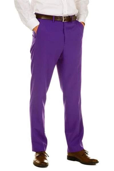 Mens Purple 100%Polyster Fabric Dress Slacks  Slim Fit Pants