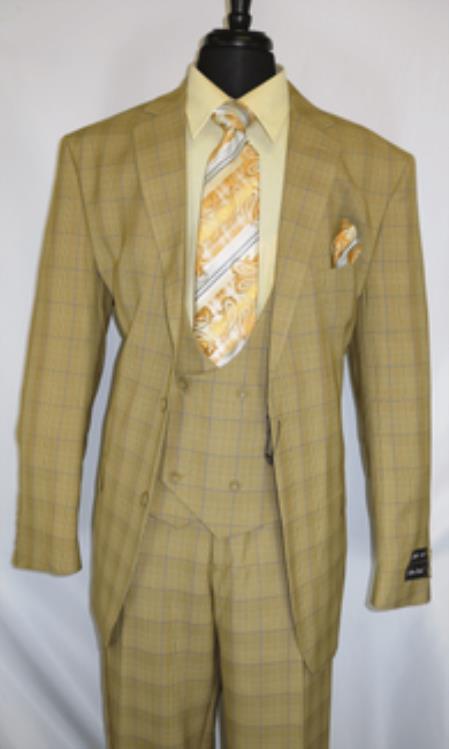 1920s Vintage Suits Patterns Checkered Suit Tan