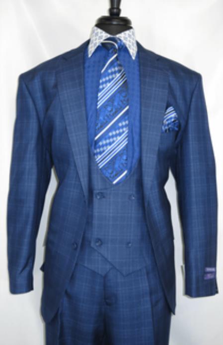 1920s Vintage Suits Patterns Checkered Suit In Blue