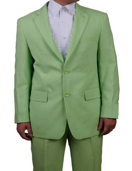 Mens Lime Green Notch Lapel Two Button Suit