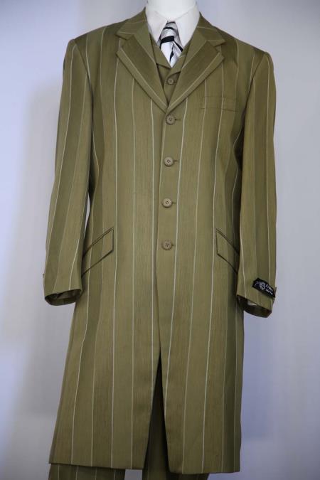 Mens Olive Single Breasted Zoot Suit