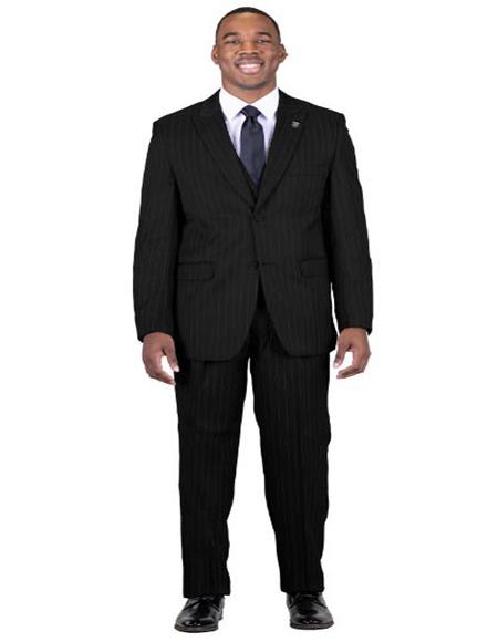 Big and Tall Grey Pinstripe Vested Suit
