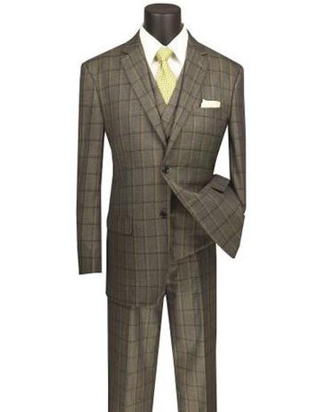 Olive Two Button Rayon Notch Lapel Suit for Men