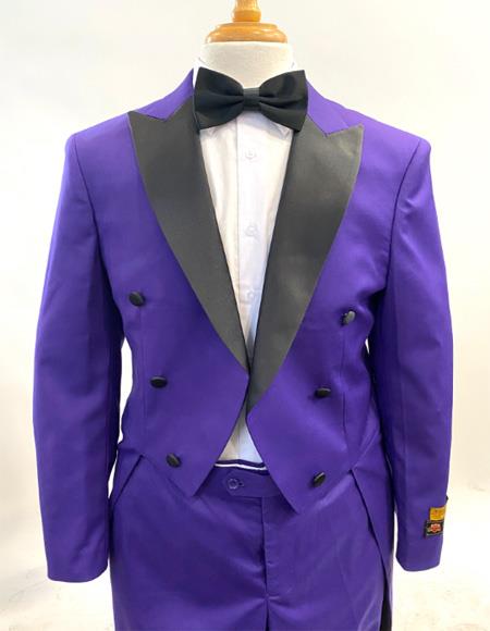 Men Steampunk Suit Outfit Costumes Purple ~ Black