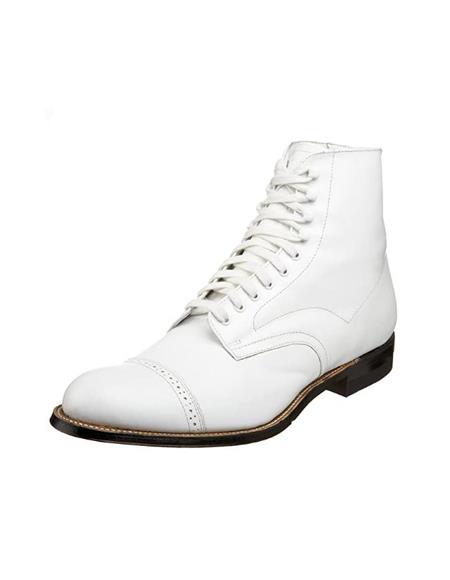 White Men's Victorian Boot - Shoe