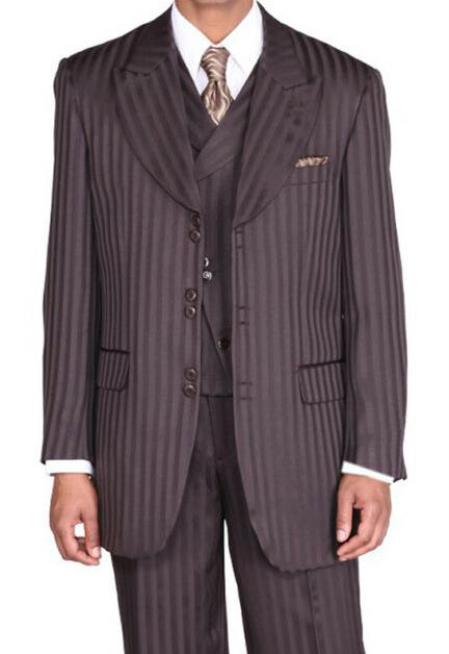 Brown Single Breasted Big And Tall Mens Suit