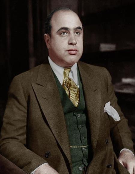 Mens Al Capone Brown Suit with Green Vest