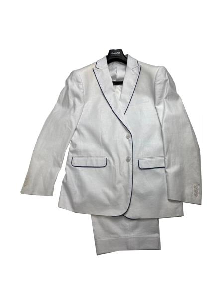 Linen Summer Tuxedo Trimmed Lapel Jacket and Pants