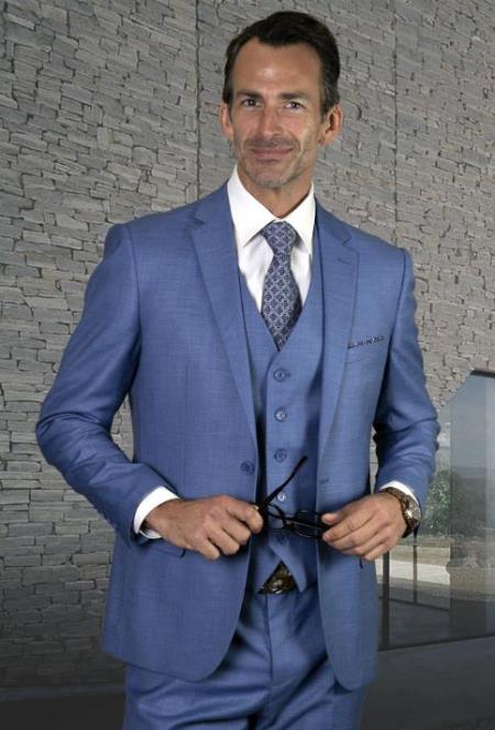Mens Steel Blue Ultra Slim Fit Prom Suit - Dusty Blue Suit