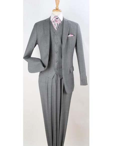 Statement Suit Men's Silver Grey Pleated Pants - Wool