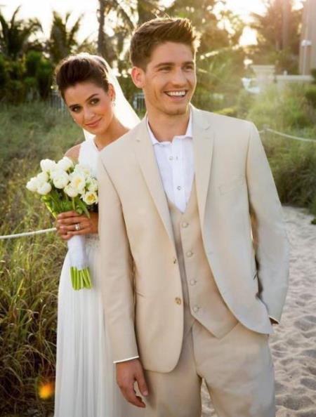 Mens Champagne Color Wedding Suit - Summer Color Tan Tuxedo