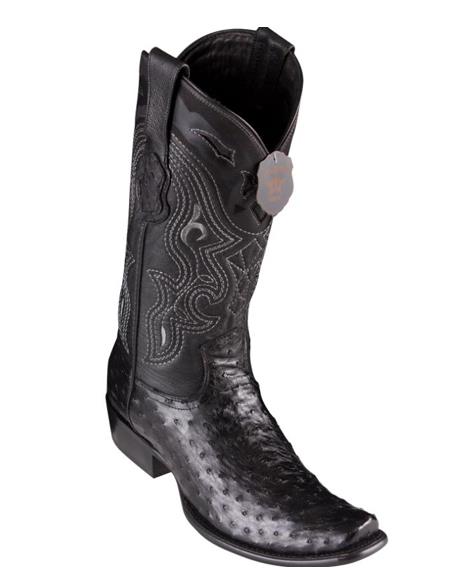 Los Altos Boots Mens Ostrich Black Cowboy Boots - H79 Dubai Toe - Botas De Avestruz