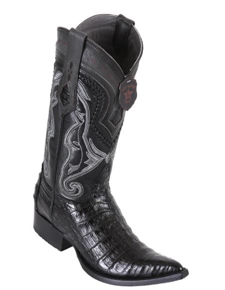 Los Altos Boots Caiman Belly Black Pointed Toe Cowboy Boots