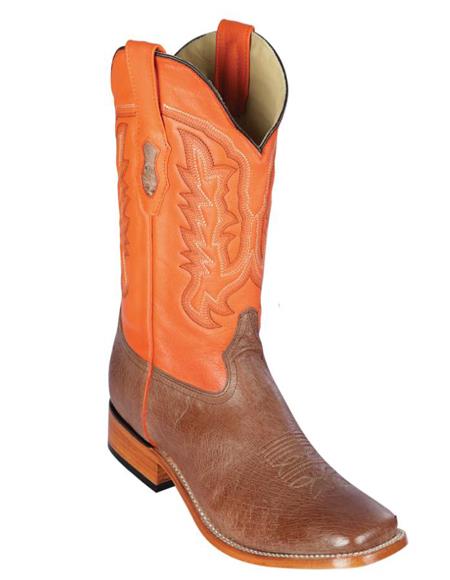 Los Altos Boots Smooth Ostrich Square Toe Cowboy Boots Mocha - Botas De Avestruz