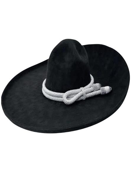 Sombrero Charro Negro De Lana Black